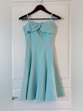 Reneevon Women’s Light Blue Polka Dot Sundress with Ruffled Bodice